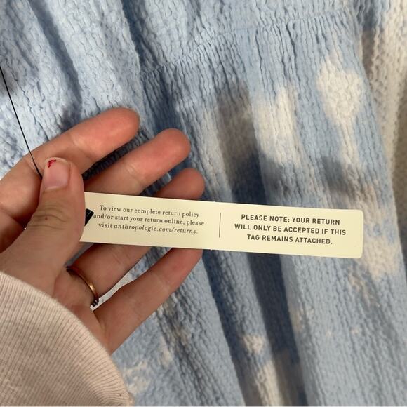 Current Air Anthropologie Blue White Tie Dye Ruffle Tiered Mini Dress Size S - Picture 10 of 12